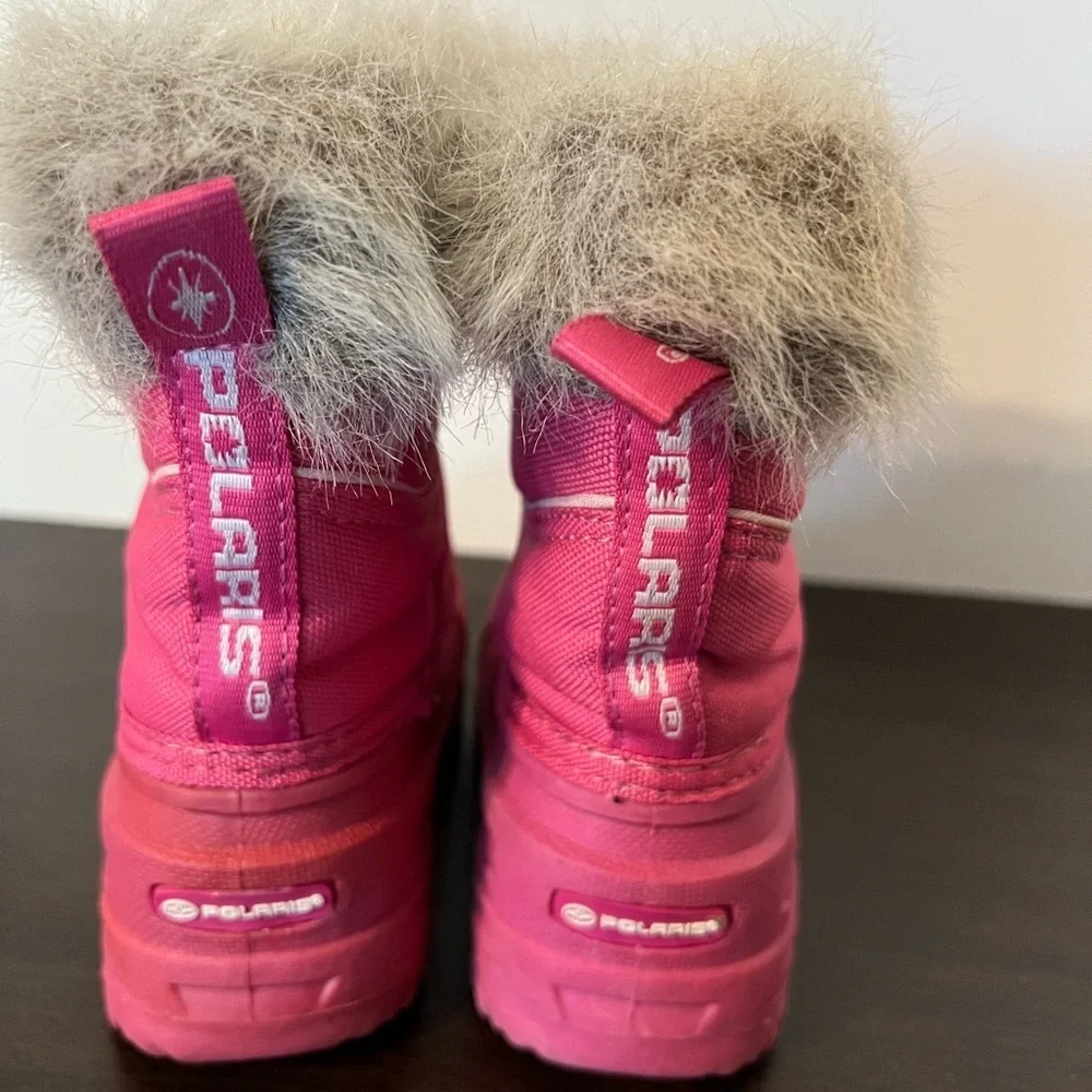 Pink Kids Boots with Faux Fur Trim